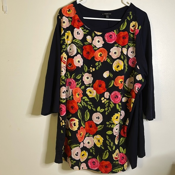 Lane Bryant Tops - Lane Bryant cottage core long sleeve top size 22 blue red pink green flo…